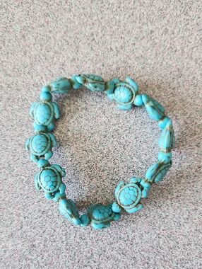 Turquoise Turtle Beaded Stretch Bracelet - Women Jewelry